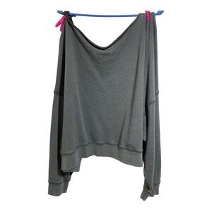 Arie womens cropped oversized boxy off shoulder fleece sweater Size X-La…